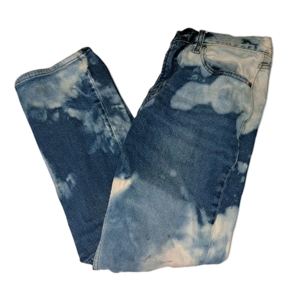 OLD NAVY Mens Blue Jeans 30x30 Straight Built In Flex CUSTOM BLEACHED